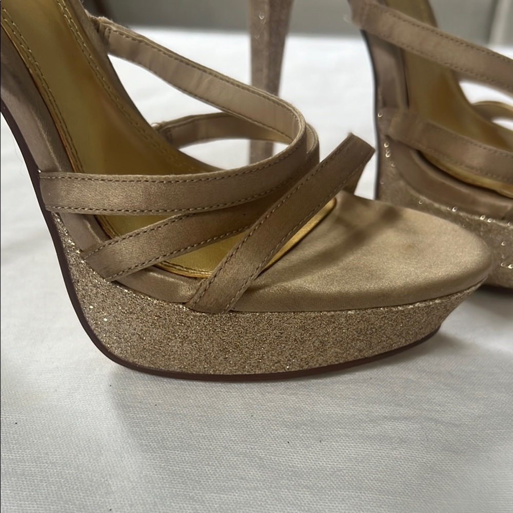 Nine West Tan Strappy Stiletto Heels with Stiletto - Picture 2 of 7